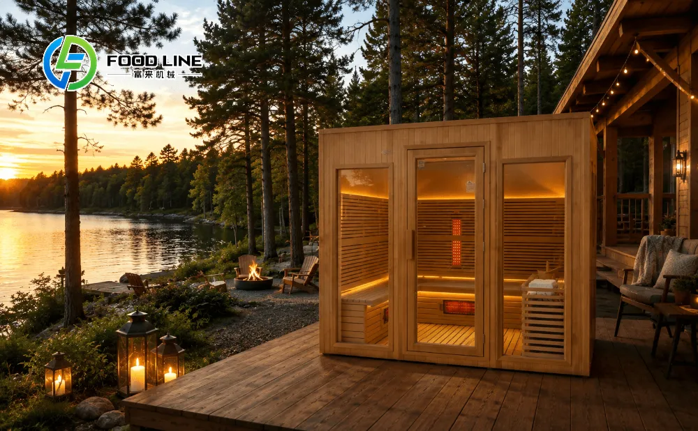 outdoor sauna cabin for uk glamping retreats