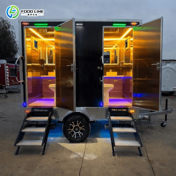 luxury 2 station mobile toilet trailer