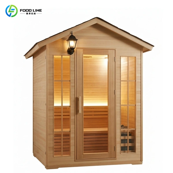 Outdoor Cabin Sauna Room With Lamp