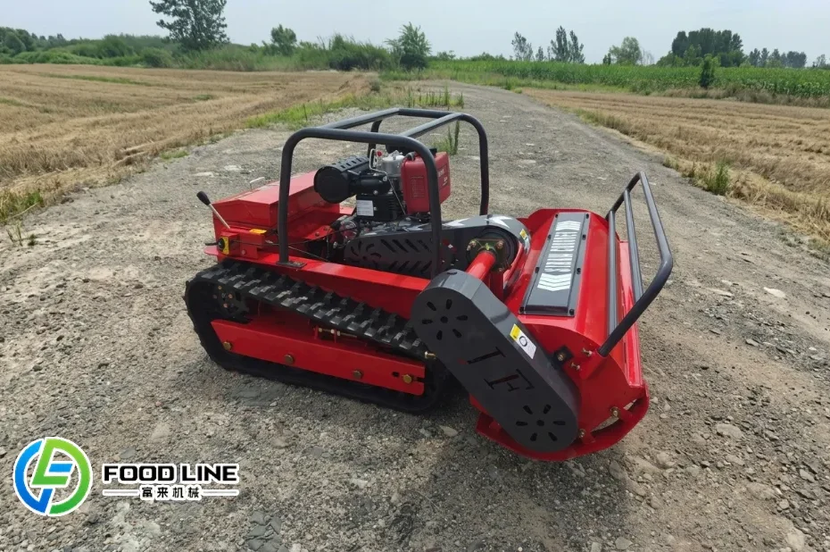powerful tracked RC flail mower