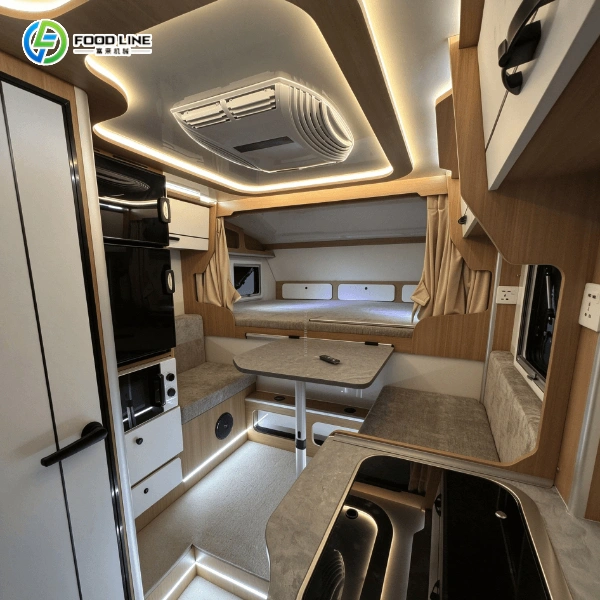 off road slide in truck camper interior layout